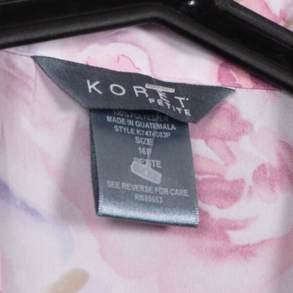 Koret Button Up Floral Shirt Petite 16 Women Blouse 16P Short Sleeve Pink Purple - Picture 4 of 6